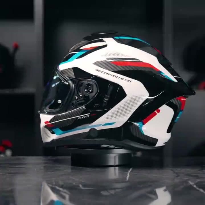 Scorpion EXO-1500 Sleek White Red Blue