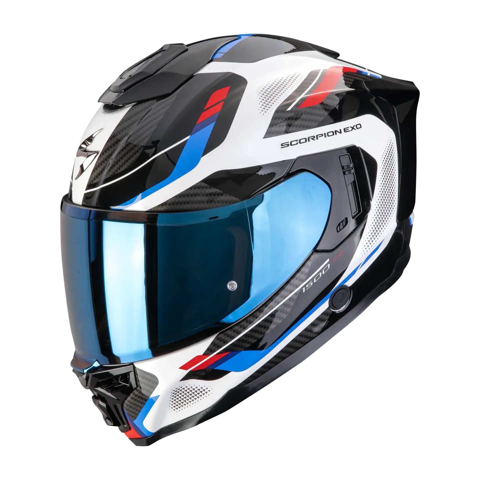 Scorpion EXO-1500 Sleek White Red Blue