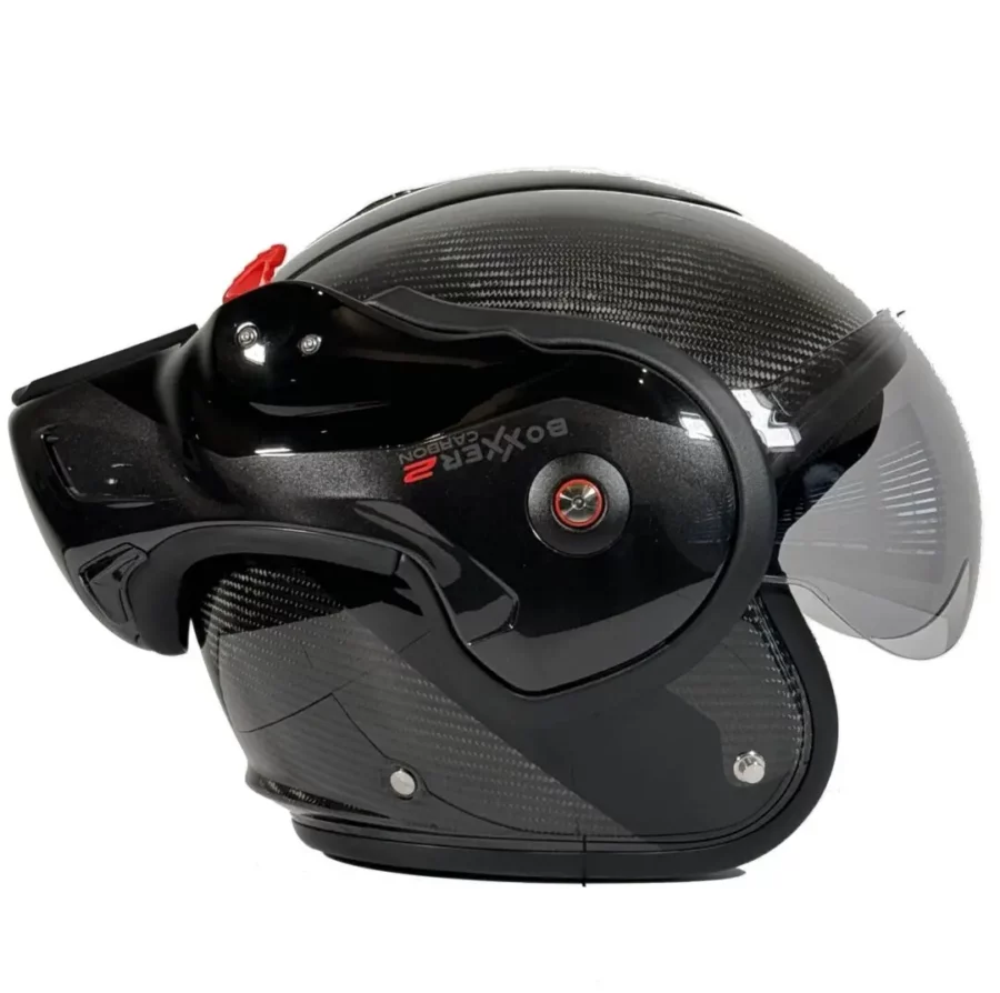 Roof  en Boxxer RO9 2 Carbon Wonder Casque de moto noir avec construction légère en carbone et finition haut de gamme.