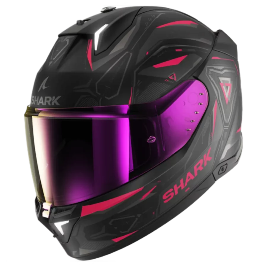 Shark Skwal i3 motorhelm in Linik Blank Violet Anthracite design met geïntegreerde verlichting.