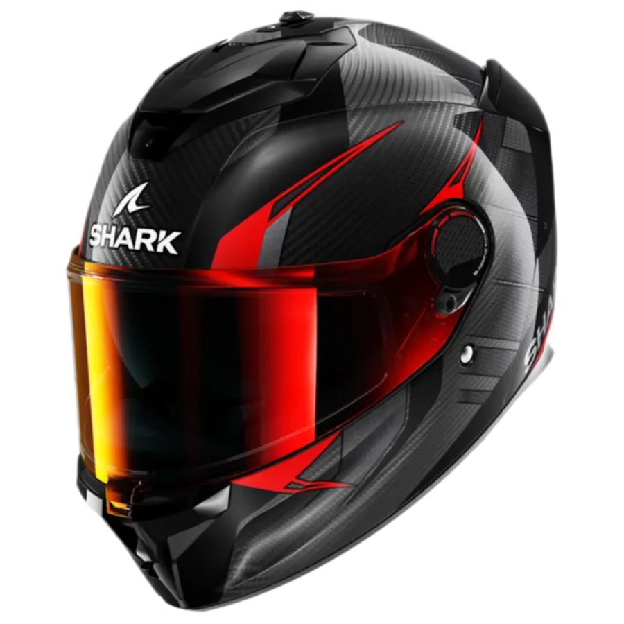 Shark Spartan GT Pro Kultram motorhelm in Carbon Black Red met lichtgewicht design en geavanceerde functies.
