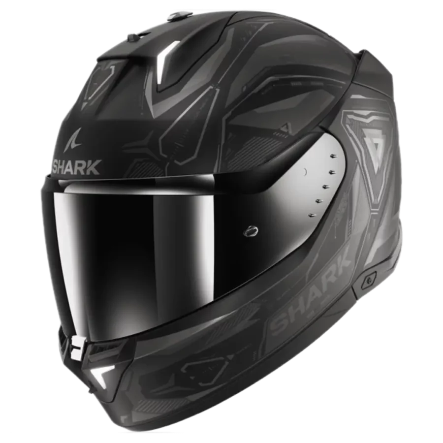 Shark Skwal i3 Linik motorhelm in Mat Black Anthracite met LED-verlichting en strak, modern ontwerp.