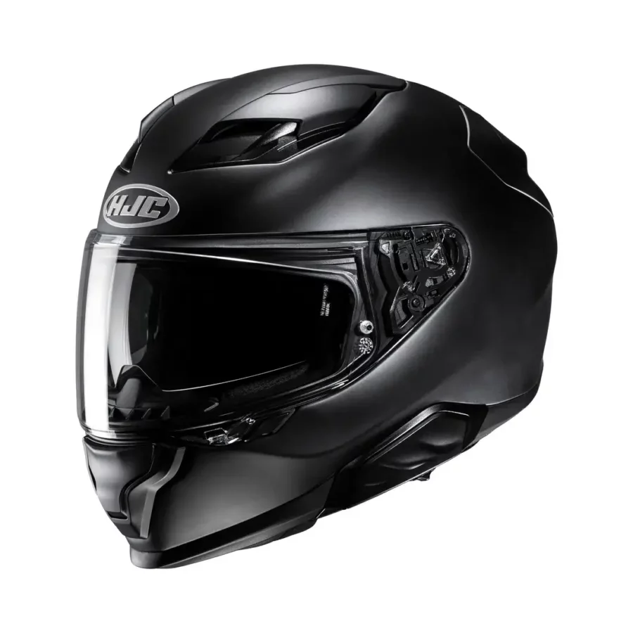 en Casque intégral HJC F71 en noir mat avec système de ventilation avancé au design épuré.