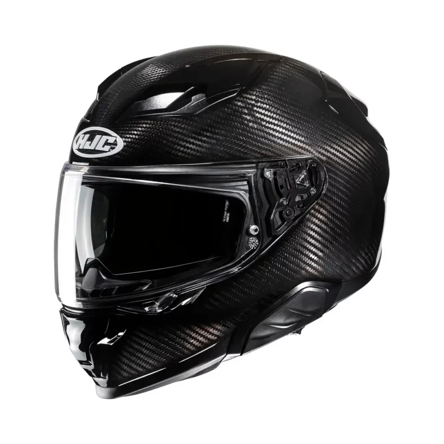 HJC F71 Carbon integraalhelm met lichtgewicht carbonvezelconstructie en geïntegreerd zonnevizier.