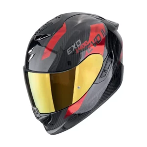 Scorpion Exo-1400 Evo II Carbon Air Platted Black-Red motorhelm met carbon constructie en aerodynamisch design