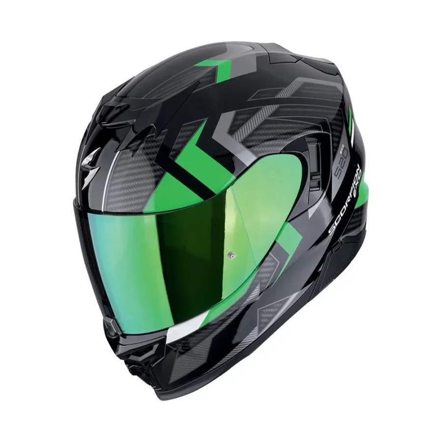 Scorpion Exo-520 Evo Air Sensus Black-Green motorhelm met geavanceerde ventilatie en sportief design