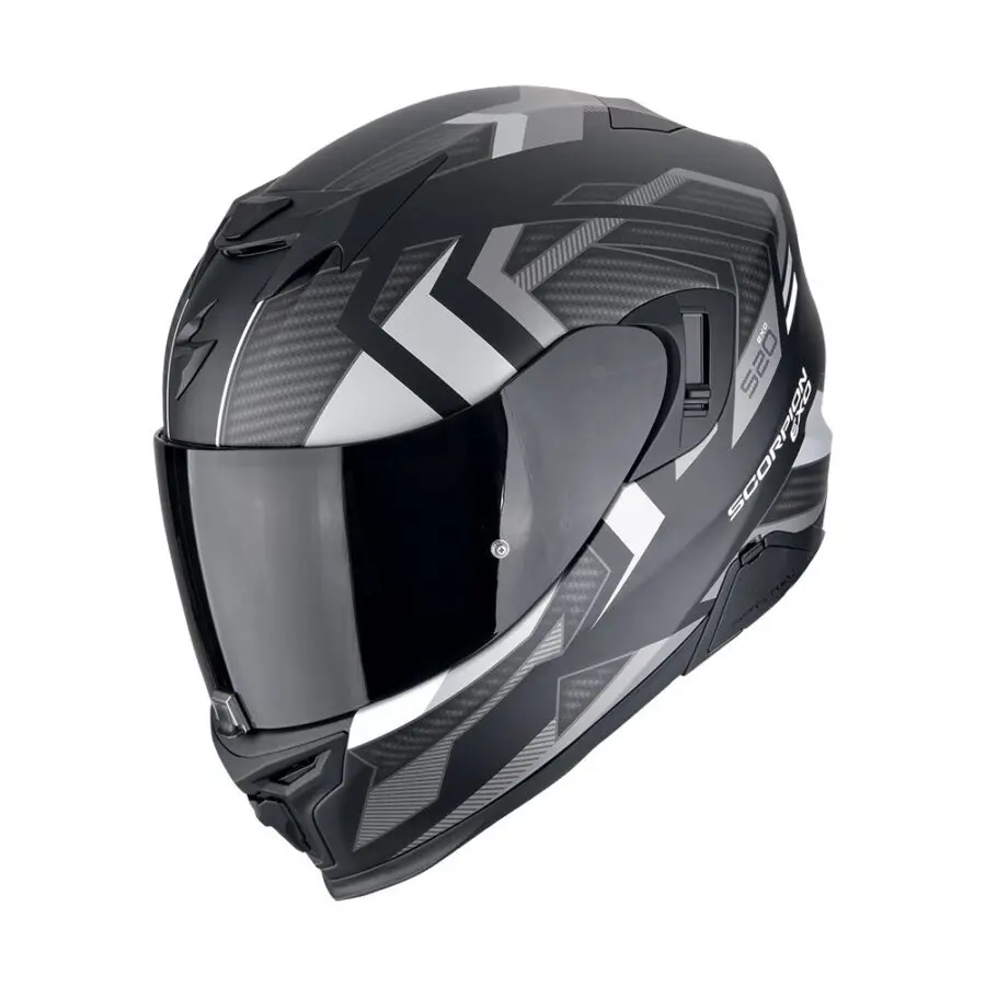 Scorpion Exo-520 Evo Air Sensus Matt Black-Silver motorhelm met geavanceerde ventilatie en sportief design