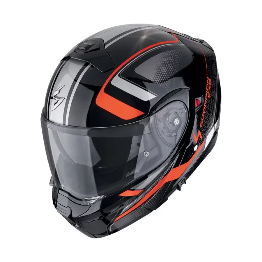 Scorpion  en Exo-930 Evo Ardens Metallic Schwarz-Rot Motorradhelm mit robustem Design Metallic Finish