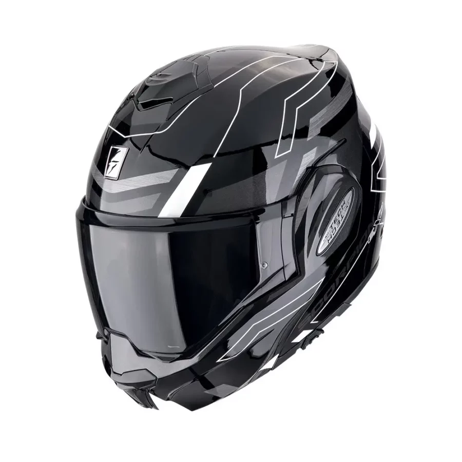 Scorpion  en Casco de moto Exo-Tech Evo Conquer Negro-Blanco con funcionalidad modular diseño elegante