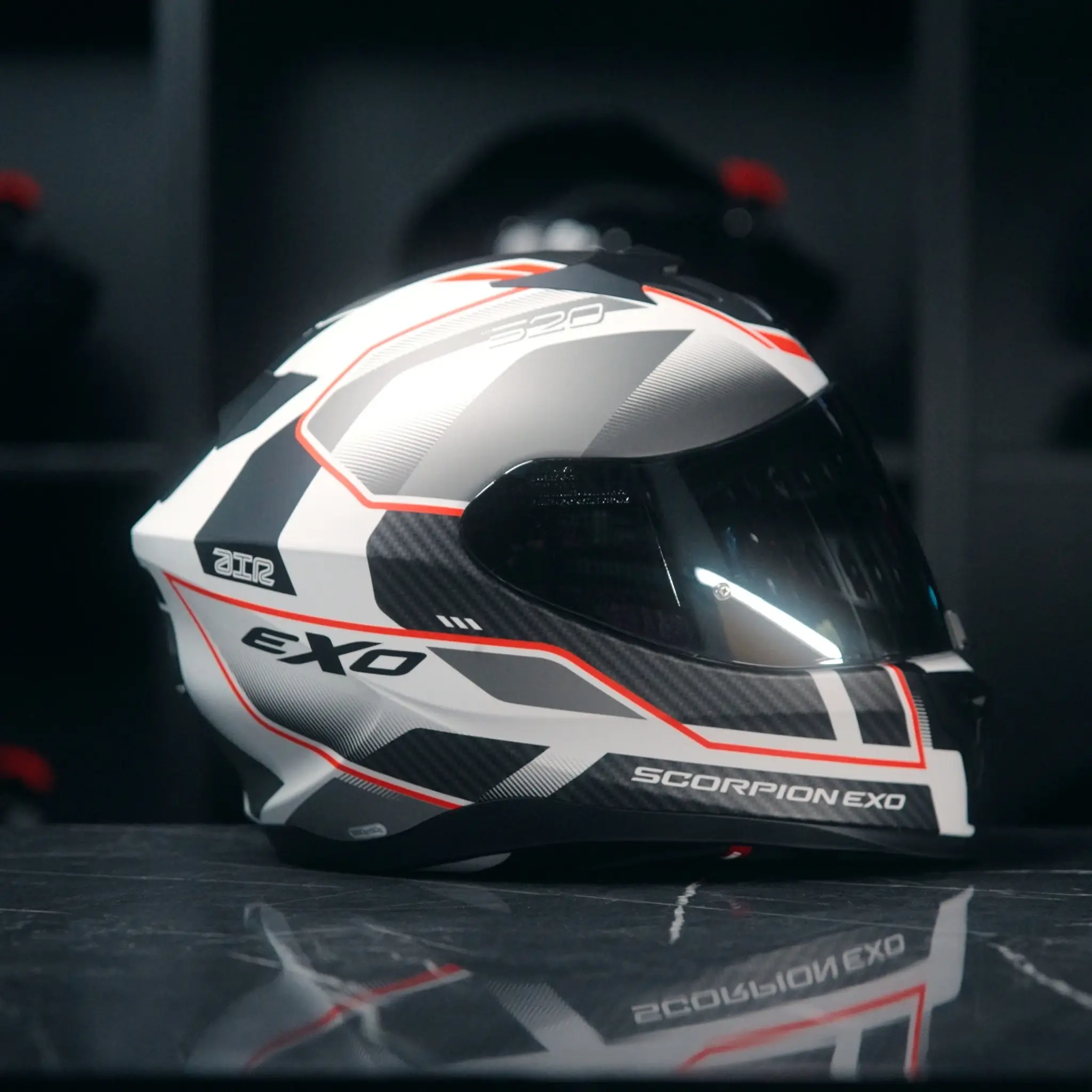 Scorpion Exo-520 Evo Air Lena Matt White-Silver-Red - Vespucci