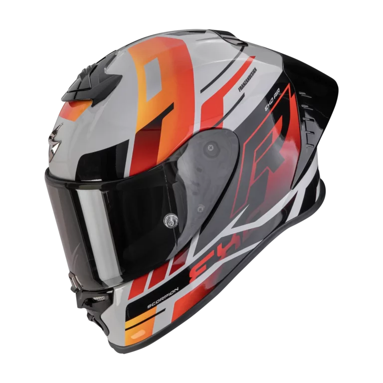 Scorpion EXO-R1 Evo II Adrenaline motorhelm grey red orange zijaanzicht