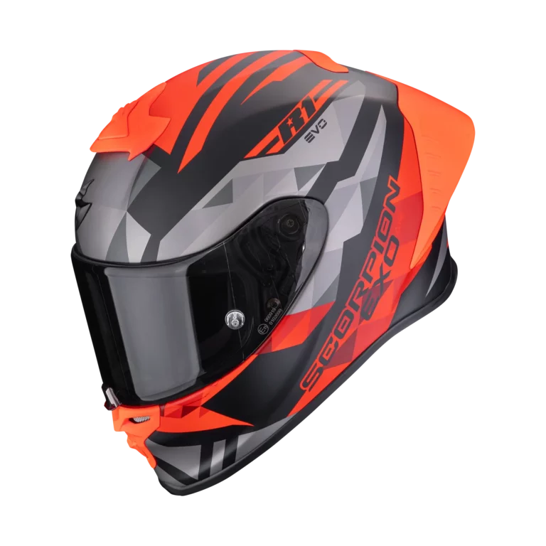 Scorpion EXO-R1 Evo II Air Valere motorhelm matt black red zijaanzicht