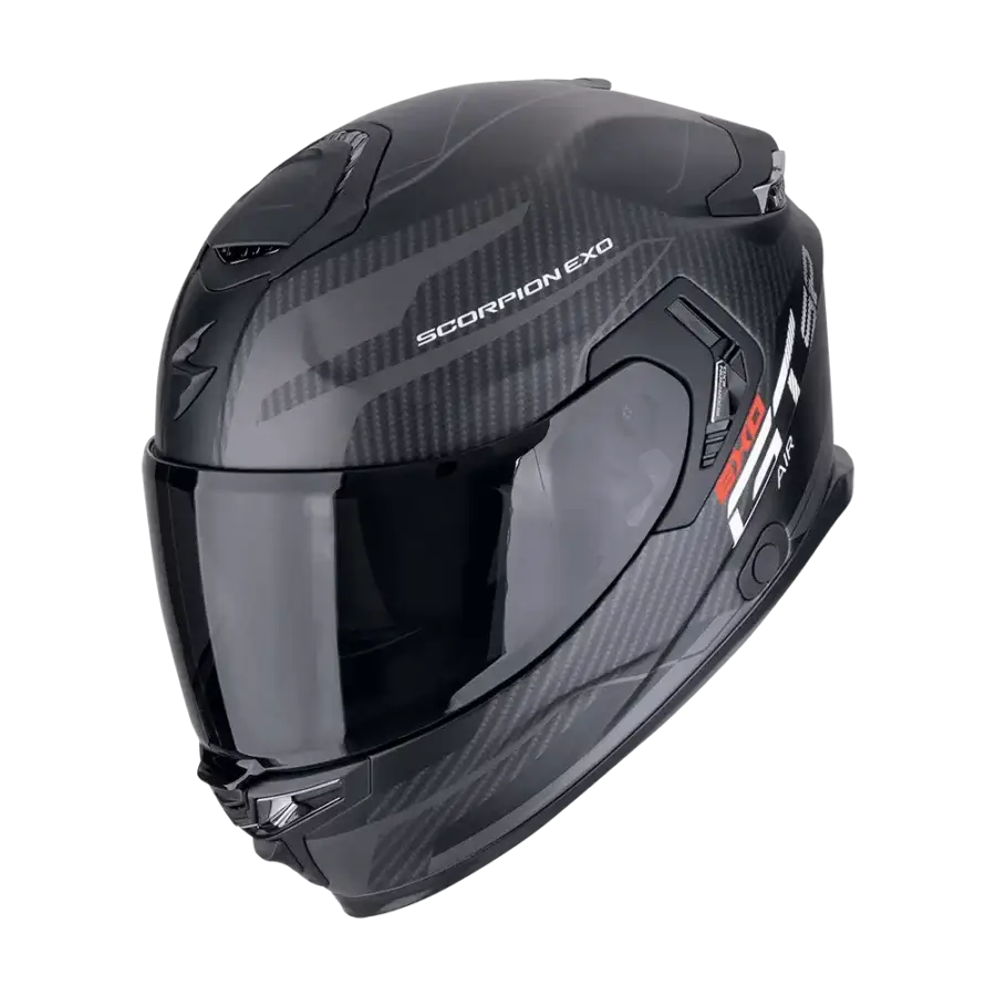Scorpion EXO-GT SP Air Flex Matt Black Silver motorhelm met sportief design en donker vizier