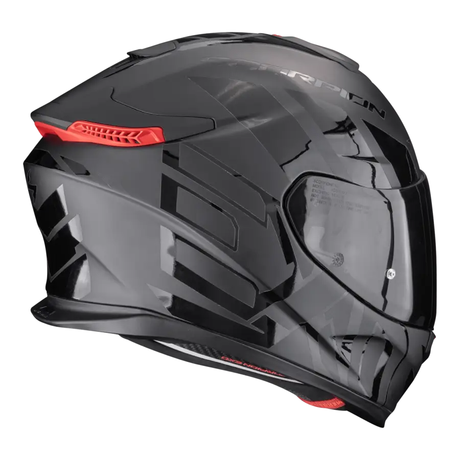 Scorpion EXO-GT SP Air Noble Matt Black Casque de moto noir, vue latérale avec le logo Scorpion EXO