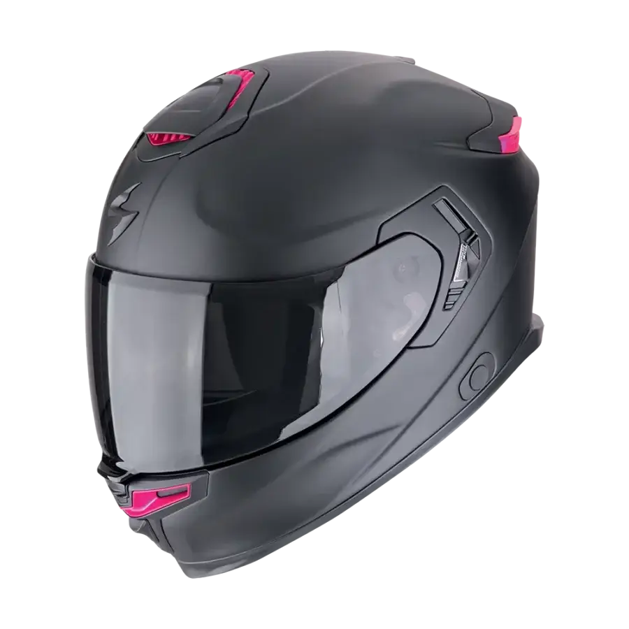 Scorpion EXO-GT SP Air Solid Matt Black Pink motorhelm met matzwarte afwerking en roze details