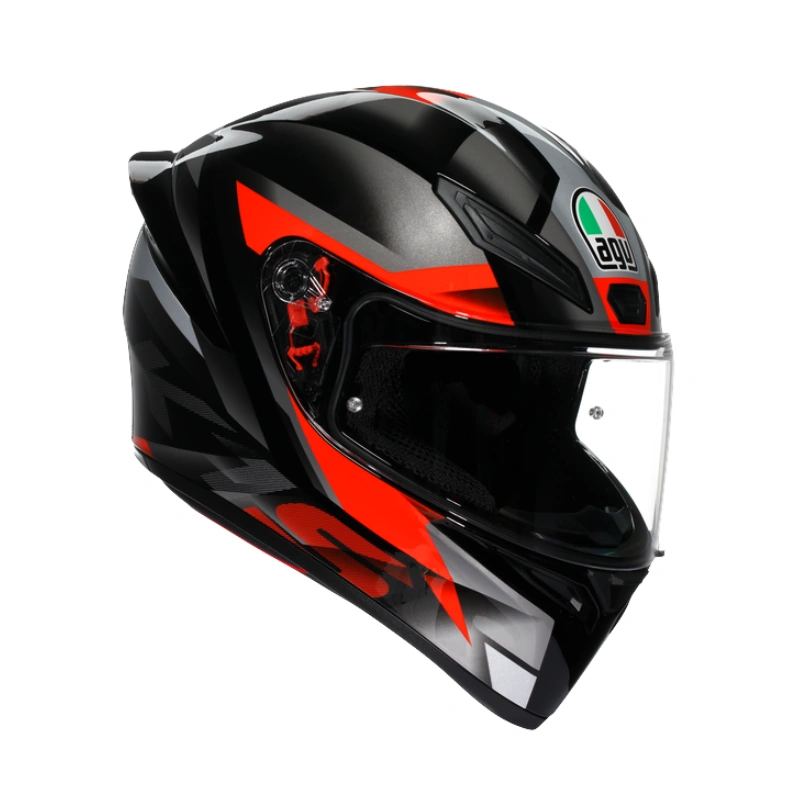 Casque intégral AGV K1 S Fastlap Black Grey Red, vue de profil