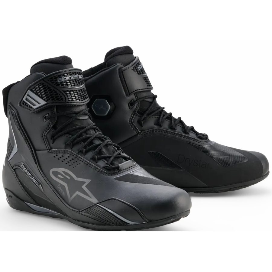 Alpinestars Faster 4 Drystar motorschoenen – zwart-grijs frontal view